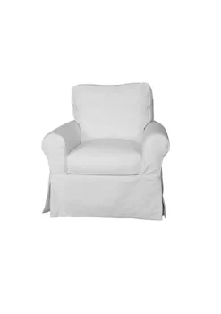 The Hamptons Collection 36” Pure White Fabric Slipcovered Swivel Rocking Chair