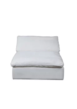 The Hamptons Collection 44" White Fabric Upholstery Slipcovered Armless Sofa Sectional Modular Chair