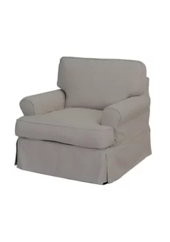 The Hamptons Collection 60” Light Grey Slipcovered T-cushion Chair with Back and Seat Cushion -Cheap GUESS® Store Belk 945