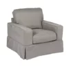 The Hamptons Collection 36" Gray Fabric Elegant Sunset Trading Americana Comfortable Slip Covered Chair