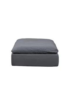 The Hamptons Collection 44" Gray Fabric Upholstery Slipcovered Square Modular Pouf Ottoman