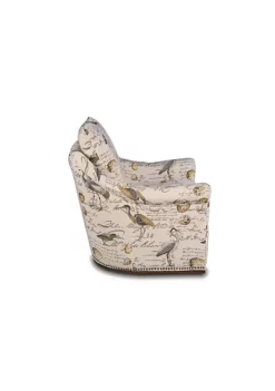 The Hamptons Collection 36" Beige Birdscript Low Back Swivel Chair with Rolled Arms and Nailhead Trim -Cheap GUESS® Store Belk 980