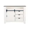 The Hamptons Collection 43.25” White and Brown Distressed Sliding Barn Door Cottage Chest