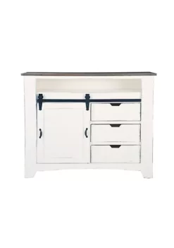 The Hamptons Collection 43.25” White and Brown Distressed Sliding Barn Door Cottage Chest -Cheap GUESS® Store Belk 987