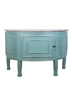 The Hamptons Collection 39.25” Light Blue and Gray Cottage Half Round Side Table with Cabinet -Cheap GUESS® Store Belk 998